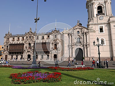 Archbishopâ€™s palace in Lima downtown Editorial Stock Photo